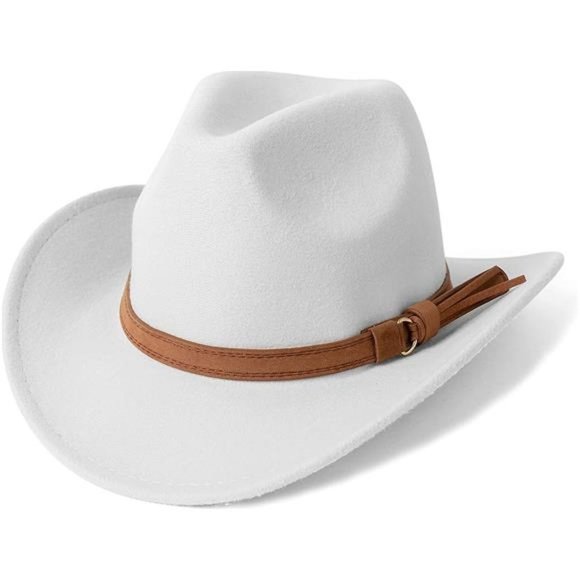 WESTERN Cowboy Hat Wide Brim Outdoor Fedora Hat Z-white